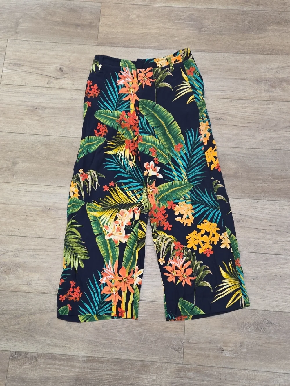 Zara Tropical Print Wide-Leg Resortwear/Polynesian Pants - Picture 10 of 10
